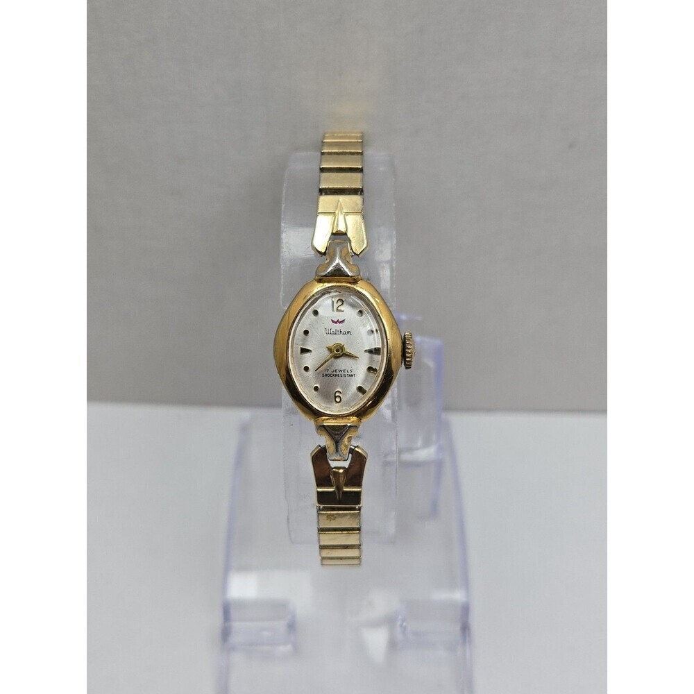 Vintage Waltham Ladies 17 Jewels Manual Wind Gold Tone Swiss Cocktail Watch Runs